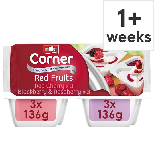 Muller Corner Red Fruits & Blackberry Yogurts 6 X 136G Tesco Groceries