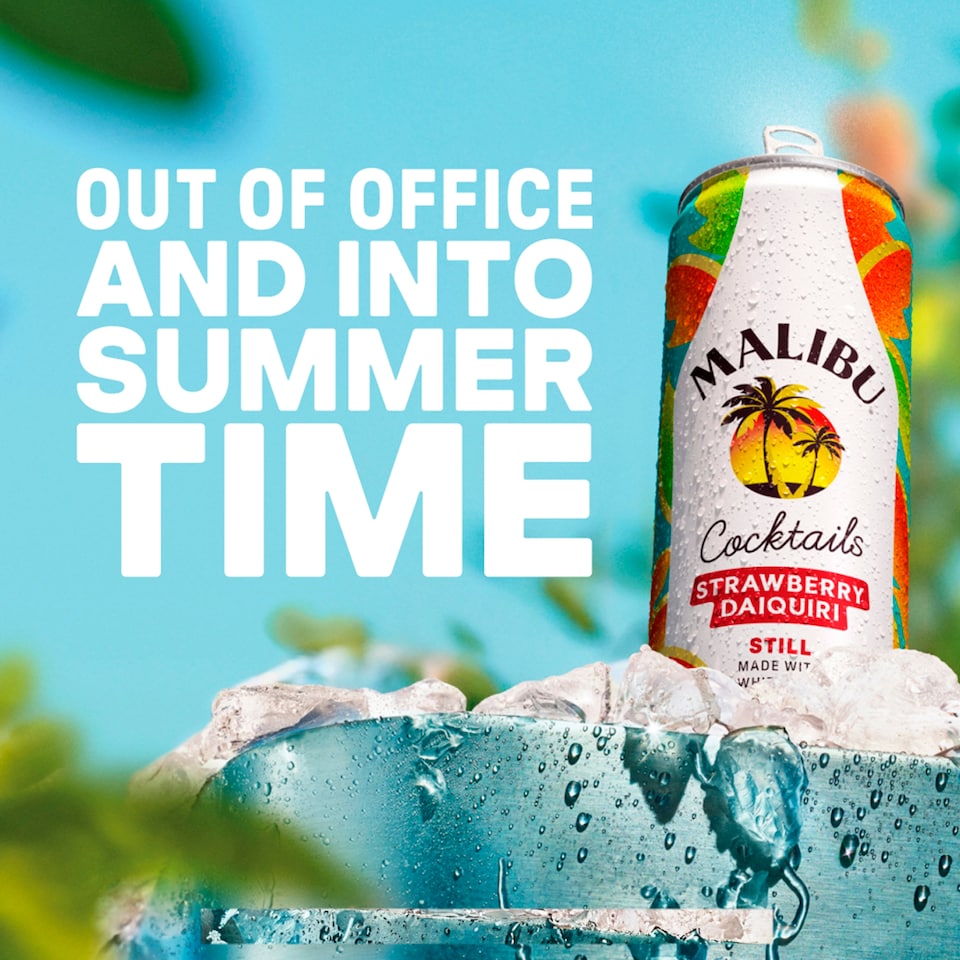 image 1 of Malibu Sparkling Strawberry Daiquiri Cocktail 250Ml