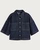 image 4 of F&F Cotton Rich Stripe Print Cropped Co-ord Shirt in Navy