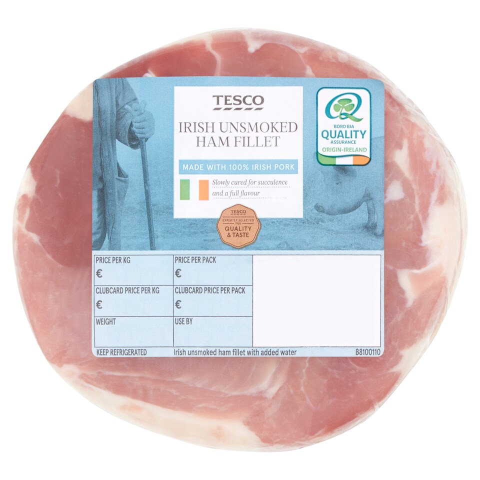 Tesco Irish Unsmoked Ham Fillet 0.186Kg-0.990Kg