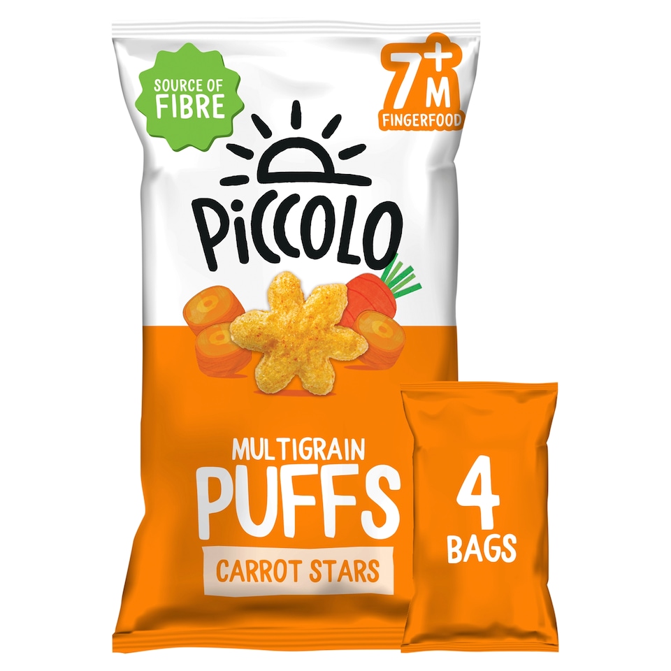 Piccolo Organic Multigrain Puffs Carrot Stars 7m+ 4 x 15g