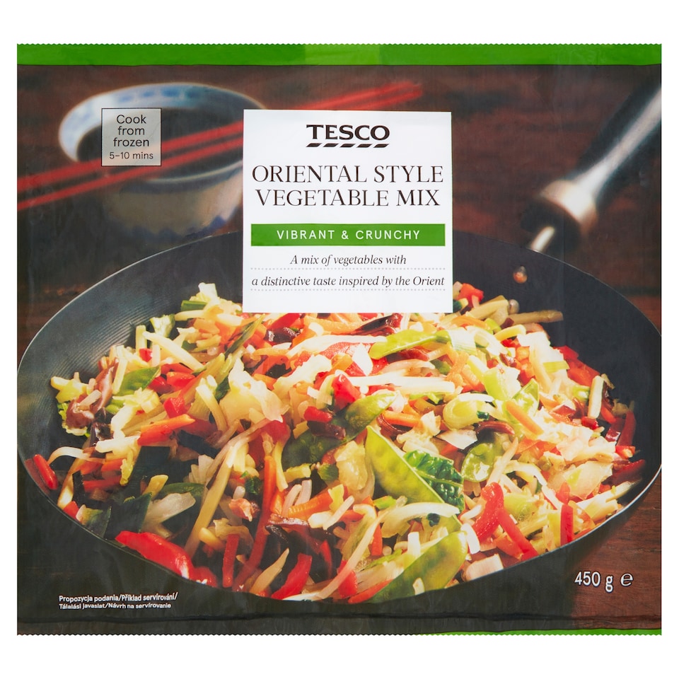 Tesco gyorsfagyasztott, keleties stílusú zöldségkeverék 450 g