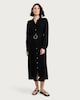 image 3 of F&F Belted Button Up Long Sleeved Midi Shirt Dress in Black