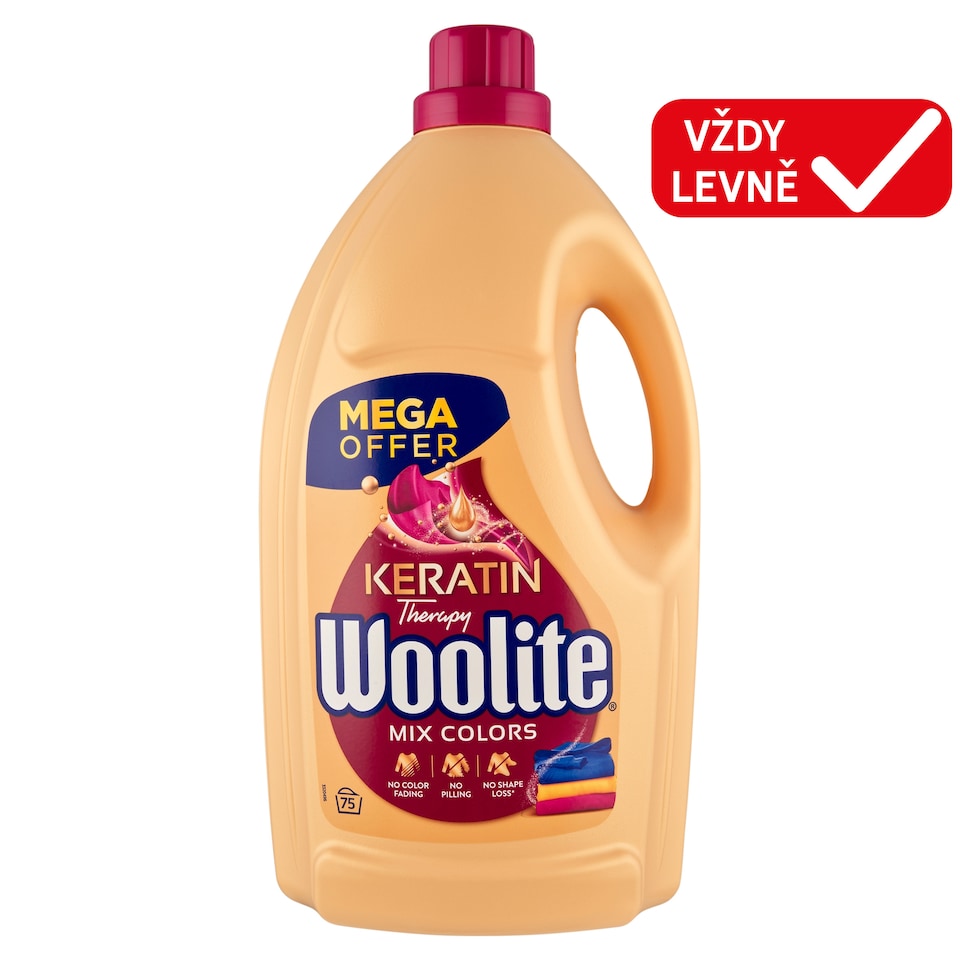 Obrázek 1 pro produkt Woolite Keratin Therapy tekutý prací přípravek na barevné prádlo 75 praní 4,5l