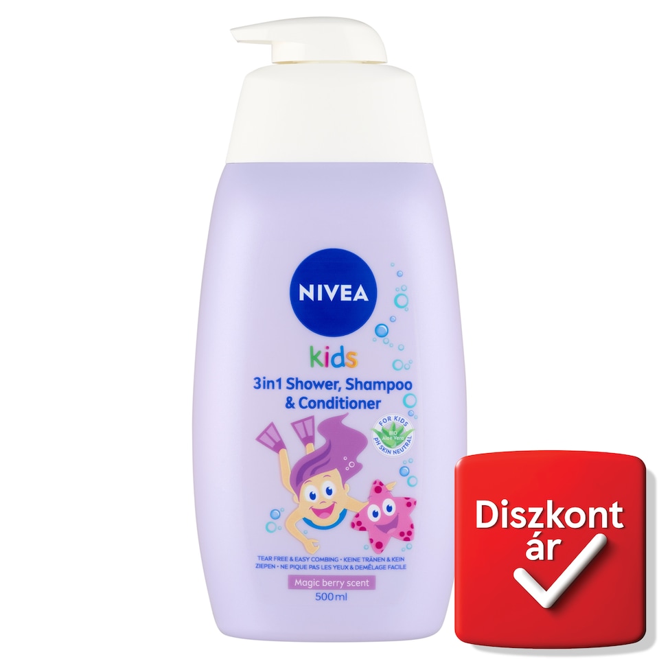 image 1 of NIVEA Kids Magic Berry Scent 3in1 Shower, Shampoo & Conditioner for Girls 500 ml