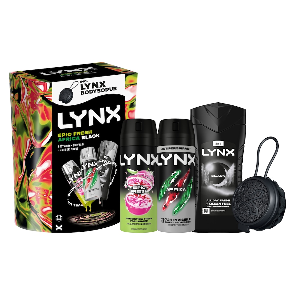 image 1 of Lynx Trio All Stars Bodyspray, Bodywash + Bodyscrub Gift Set