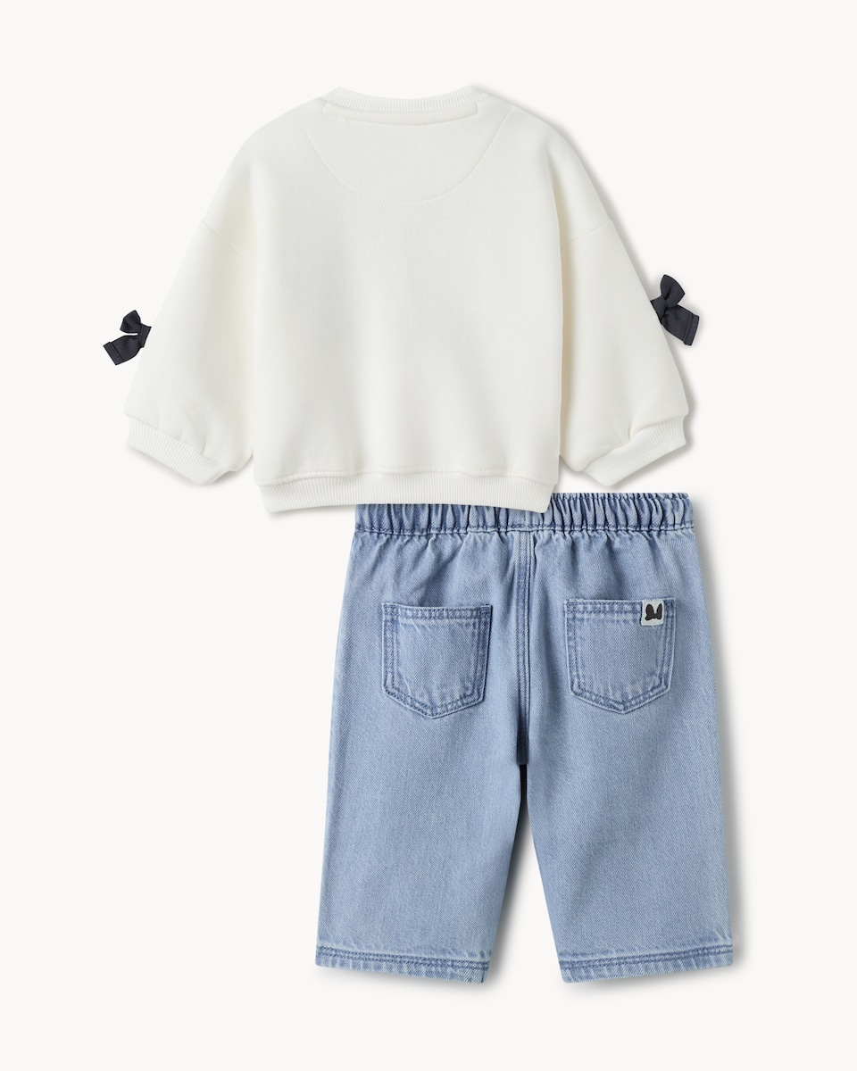 image 1 of Disney Minnie Mouse 2-Piece Cotton Rich Sweatshirt and Jeans Set in Multi