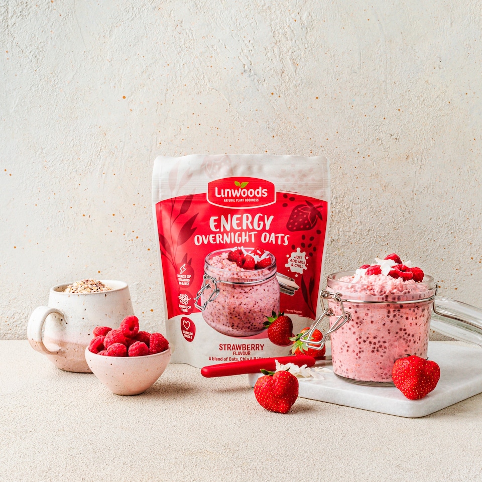 image 1 of Linwoods Energy Overnight Oats, Strawberry Flavour 300g