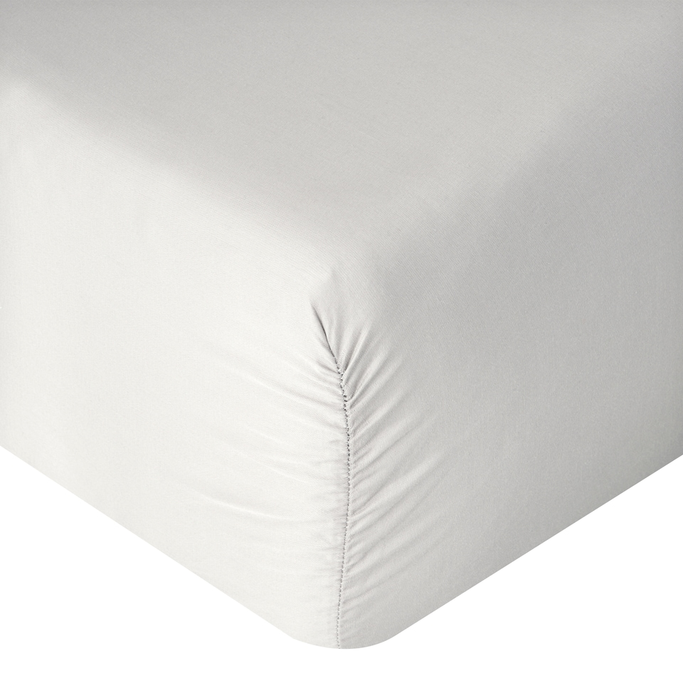 F&F Home Hotel Silver 400 Thread Count Cotton Tencel True Grip Fitted Sheet Double