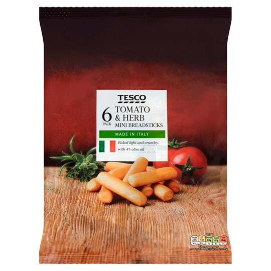 Tesco Tomato & Herb Mini Breadsticks 120G (6X20g) Tesco Groceries