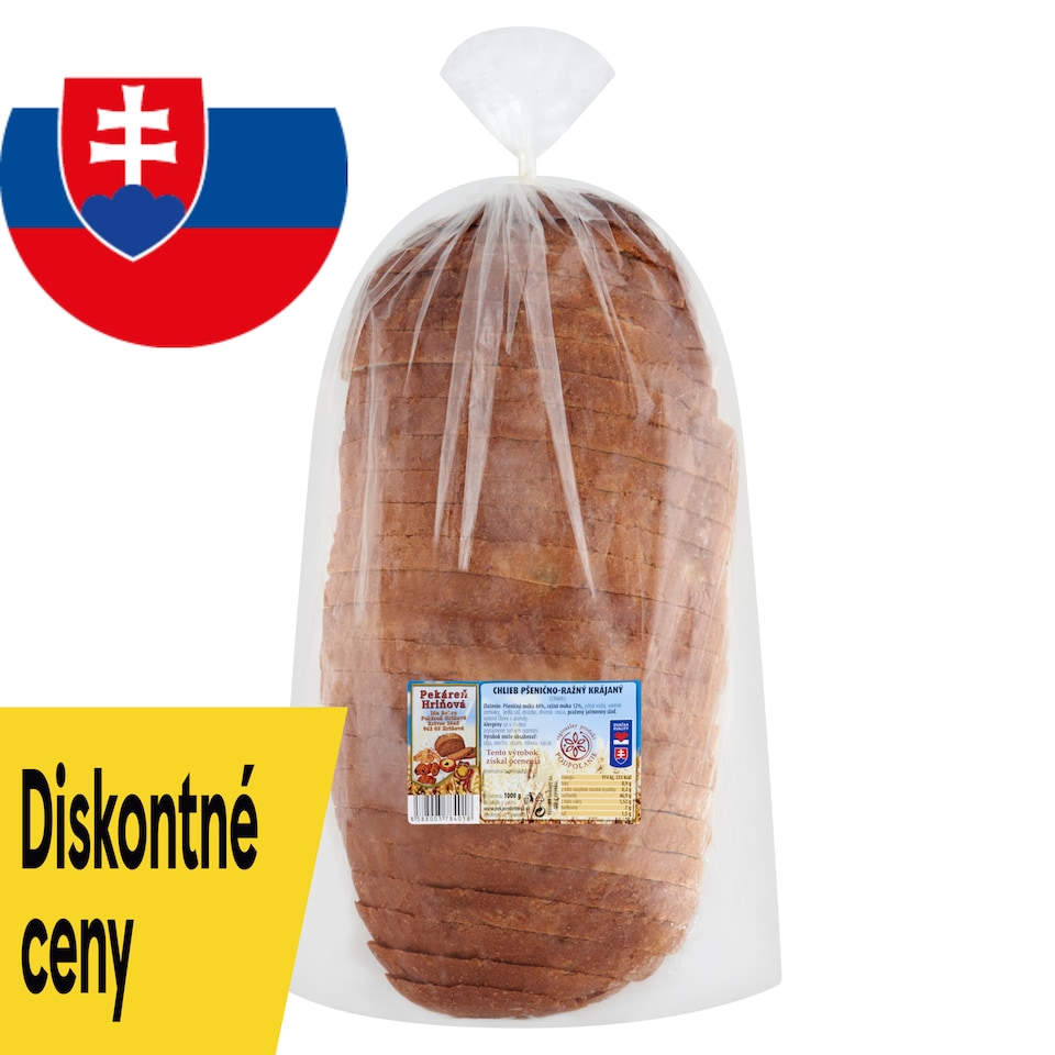 Pekáreň Hriňová Chlieb pšenično - ražný krájaný 1000 g