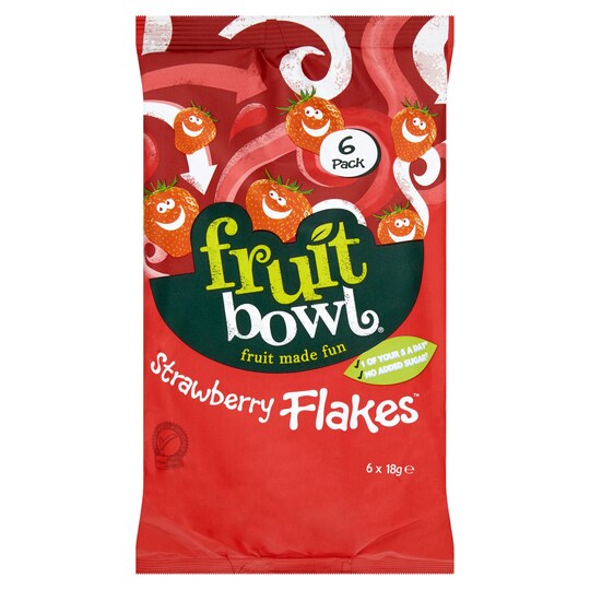 FRUIT BOWL STRAWBERRY FRUIT FLAKES 6 X 18G Tesco Groceries