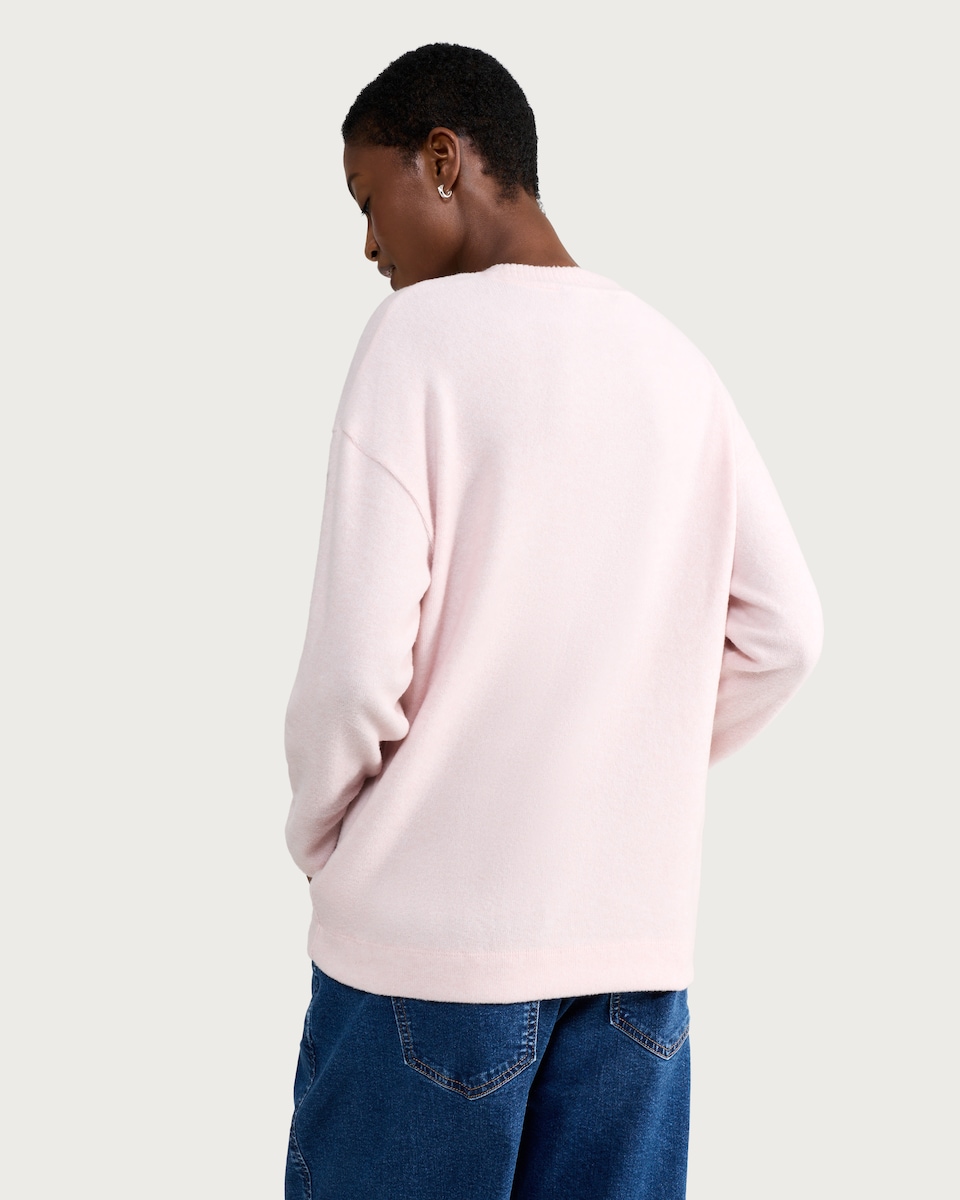 image 1 of F&F Textured Long Sleeved Jumper in Pink