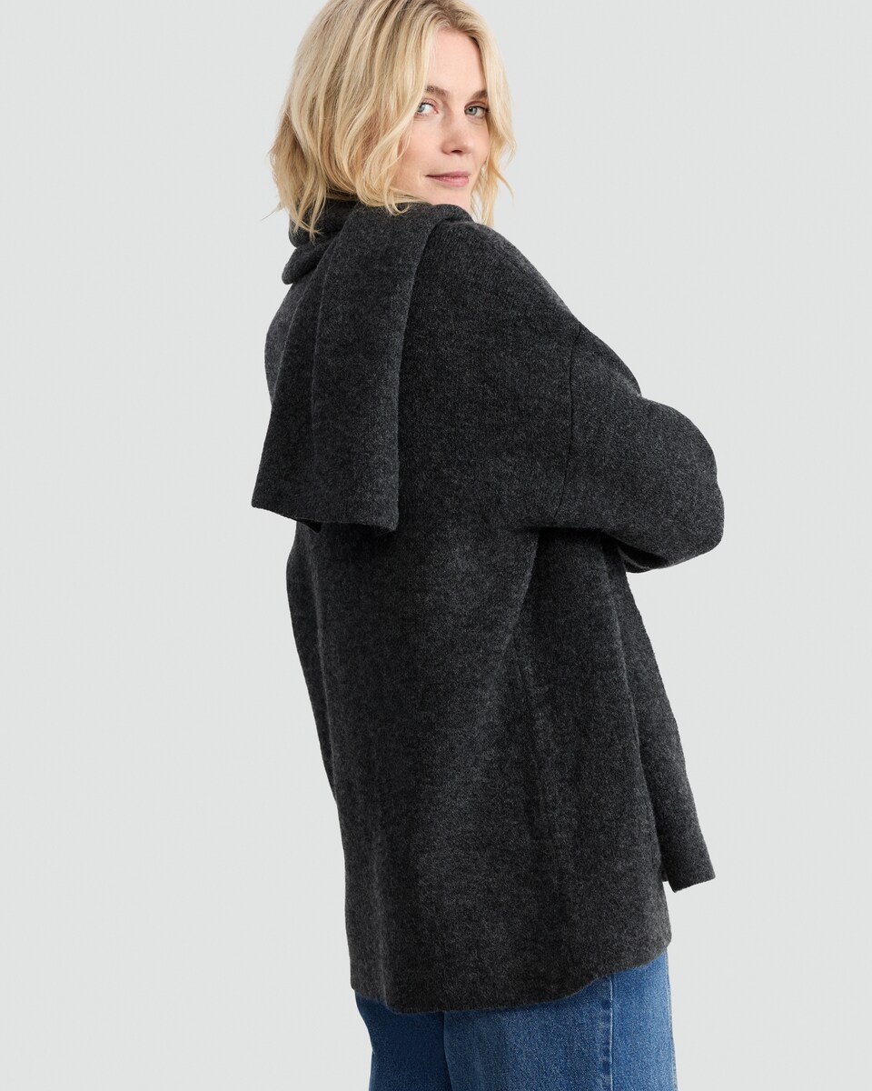 image 1 of F&F Knitted Scarf Detail Cardigan with Wool in Grey