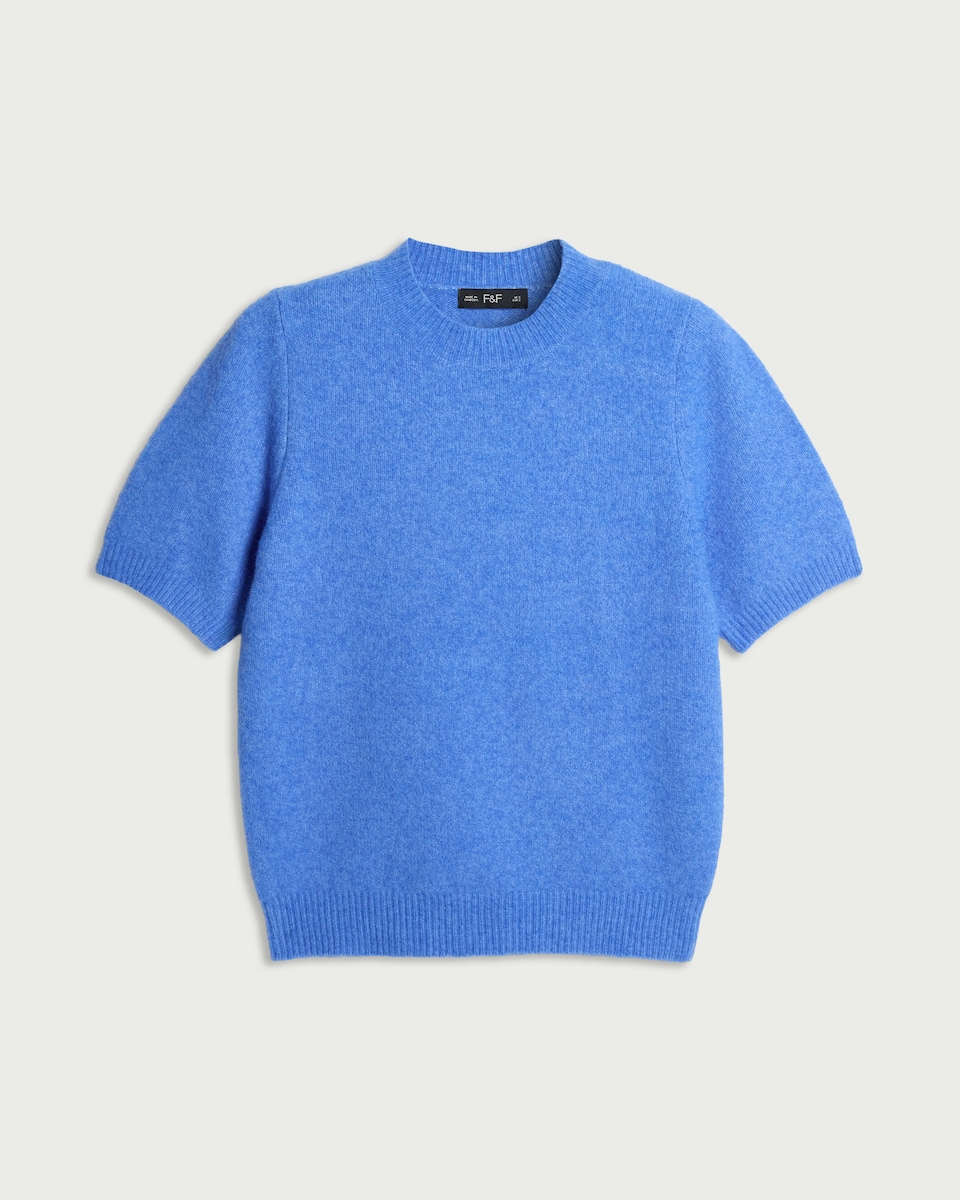 image 1 of F&F Knitted Short Sleeved Top in Blue