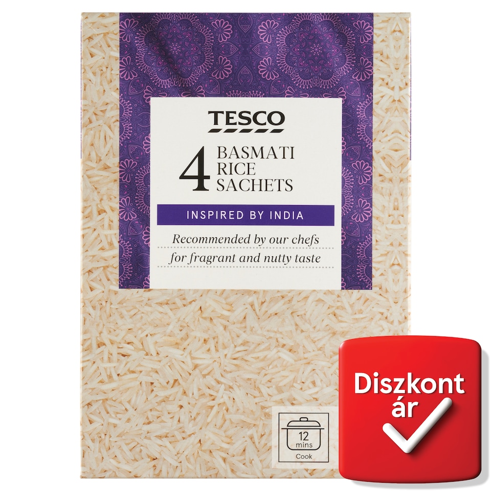 Tesco "A" minőségű basmati rizs főzőtasakban 4 x 125 g (500 g)