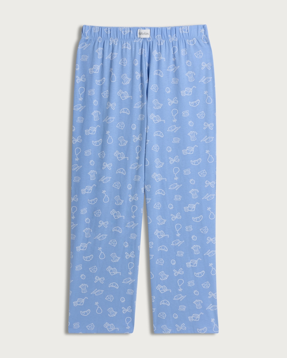image 1 of F&F Pure Cotton Printed Pyjama Bottoms in Blue