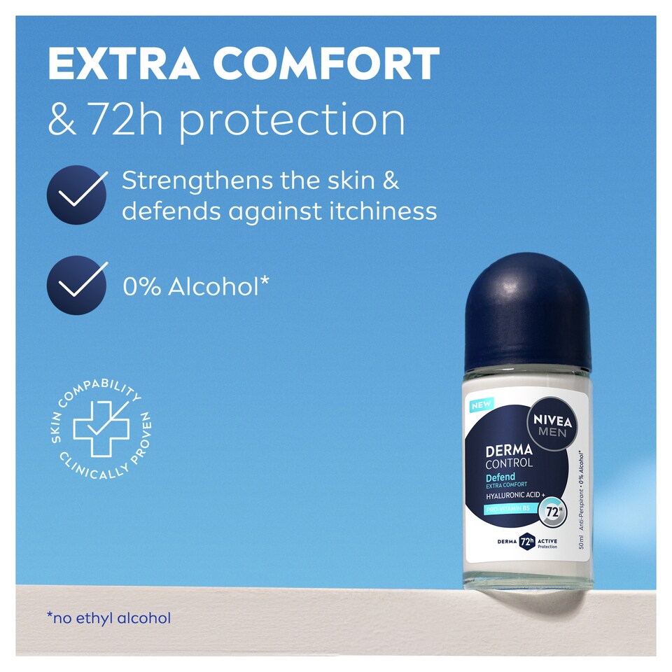 image 1 of NIVEA MEN Derma Control Defend Antiperspirant Deodorant Roll On 50ml