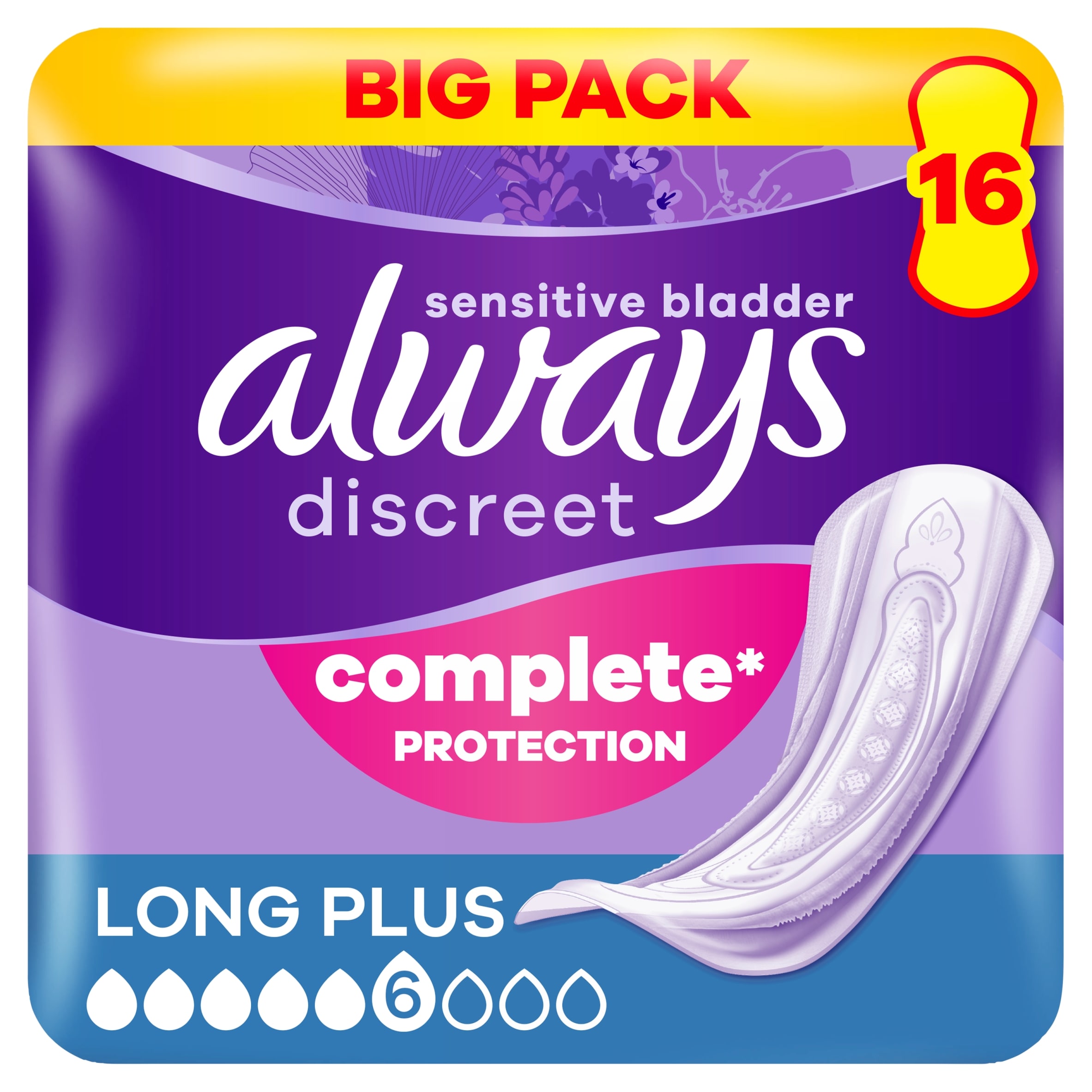 Always Discreet Long Plus Incontinence Pads 16 Pack