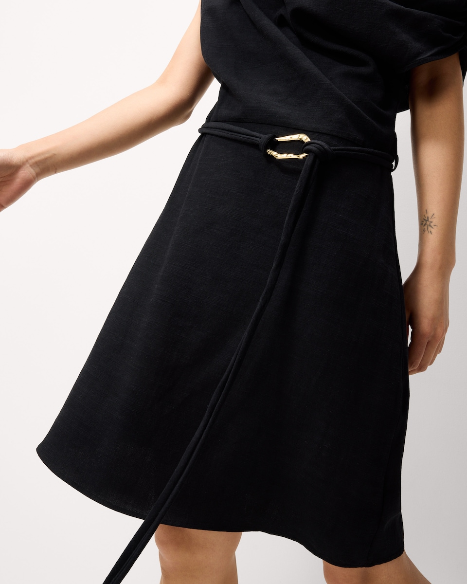 image 1 of F&F Ruched Belted Buckle Mini Dress in Black