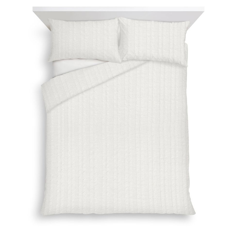 F&F Home White Textured Jersey Duvet Set Double