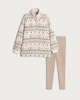 image 4 of F&F Borg Fair Isle Half Zip Jumper and Ribbed Leggings Pyjama in Cream