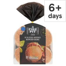Tesco Fire Pit 8 Sliced Seeded Burger Buns