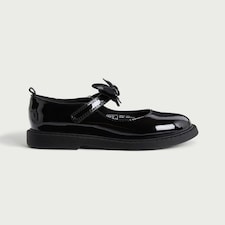 F&F School Girls Patent Butterfly Mary Jane Shoes in Black