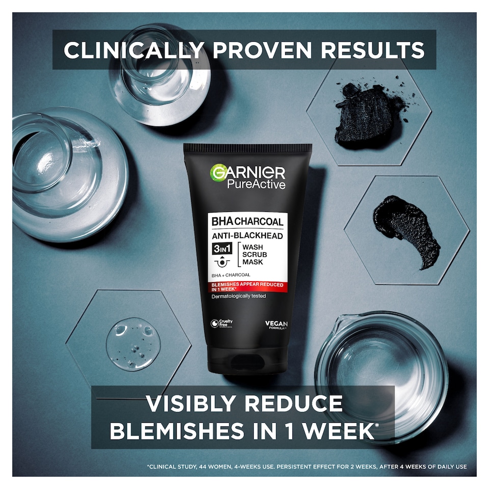 image 1 of Garnier Pure Active 3 In 1 Charcoal Face Wash 150Ml