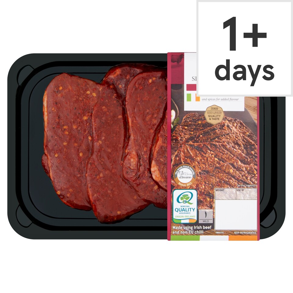Tesco Piri Piri Irish Beef Sizzle Steaks 360G
