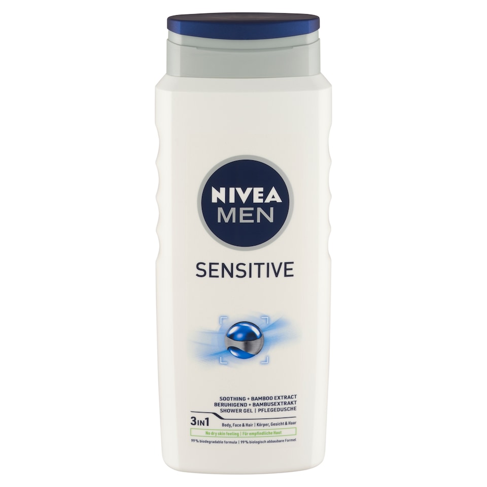 NIVEA MEN Sensitive tusfürdő tusoláshoz, arc- és hajmosáshoz 500 ml  1. kép