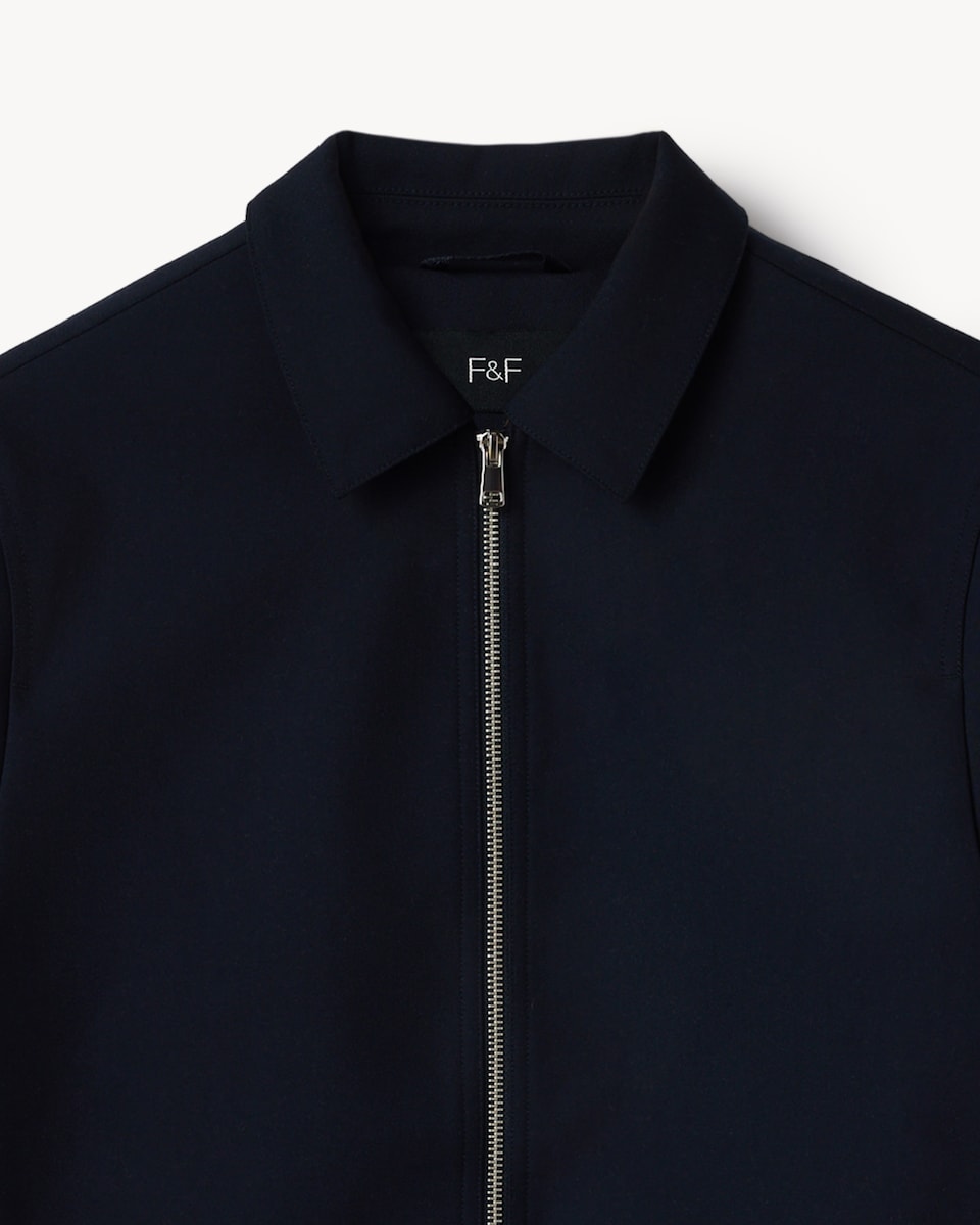image 1 of F&F Twill Textured Zip Up Jacket in Navy