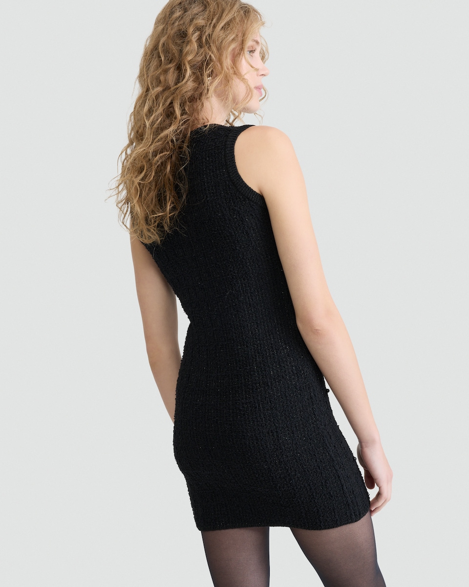 image 1 of F&F Textured Pearl Embellished Mini Dress in Black