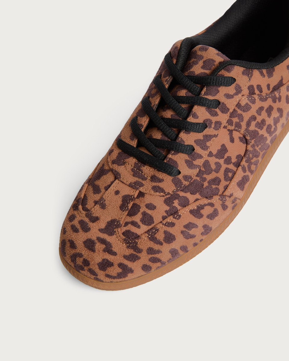 image 1 of F&F Leopard Print Lace Up Trainers in Multi