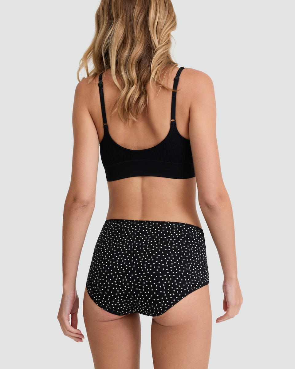 image 1 of F&F 5-Pack Cotton Rich Full Brief Lace Trim Knickers in Black