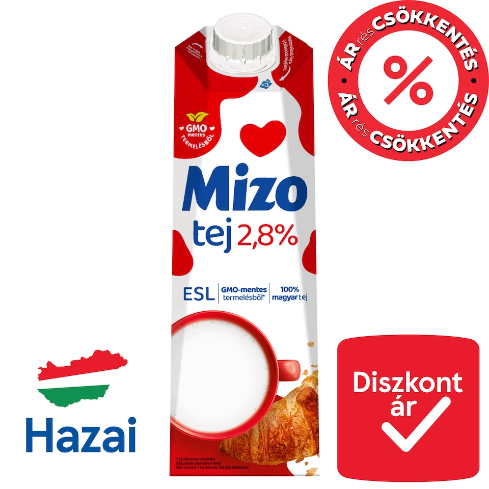 Mizo ESL félzsíros tej 2,8% 1 l
