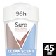 image 1 of Sure Women Clean Scent 96h Maximum Protection Antiperspirant Deodorant Cream 45ml