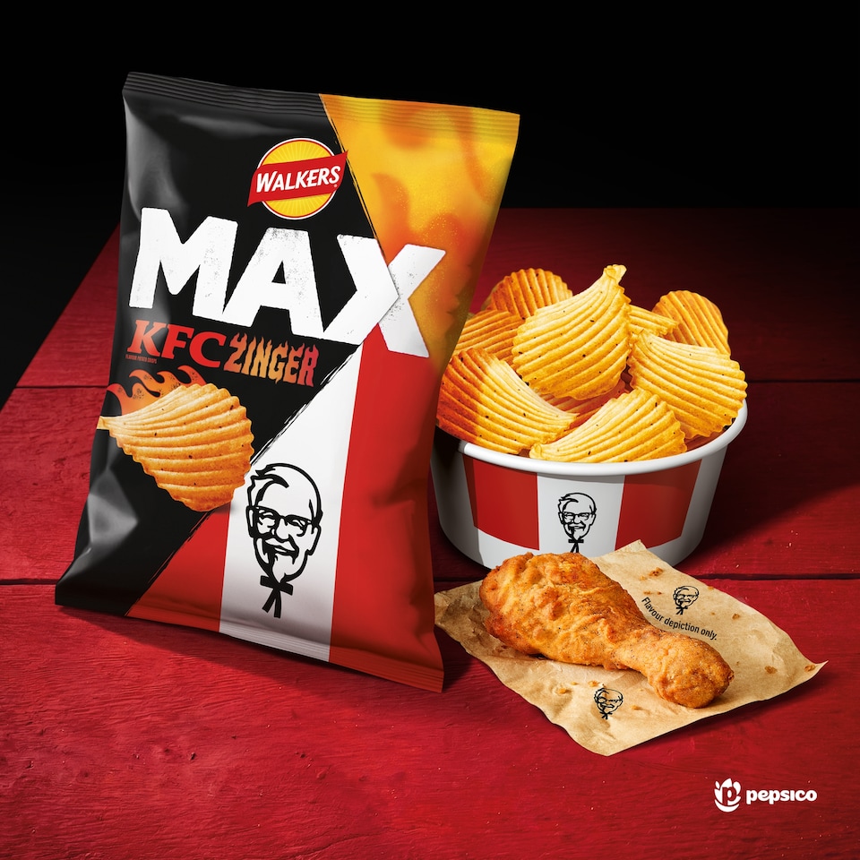 image 1 of Walkers MAX KFC Zinger Flavour Ridged Potato Crisps 140g