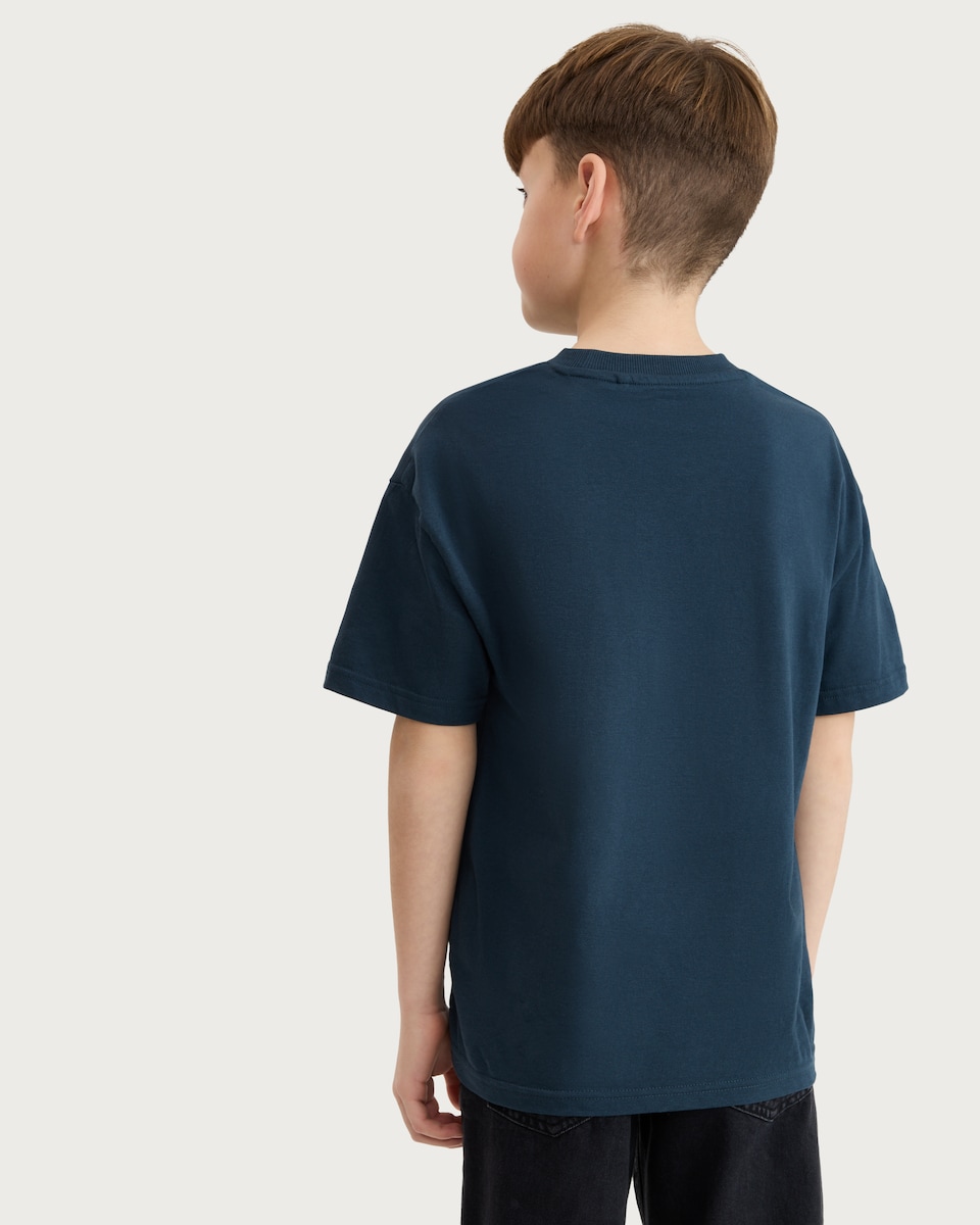 image 1 of F&F Boys Pure Cotton RUNYC Print Oversized Fit T-Shirt in Grey