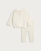 image 2 of F&F Baby 2-Piece Pure Cotton Knitted Bear Frill Jumper and Leggings Set in Cream