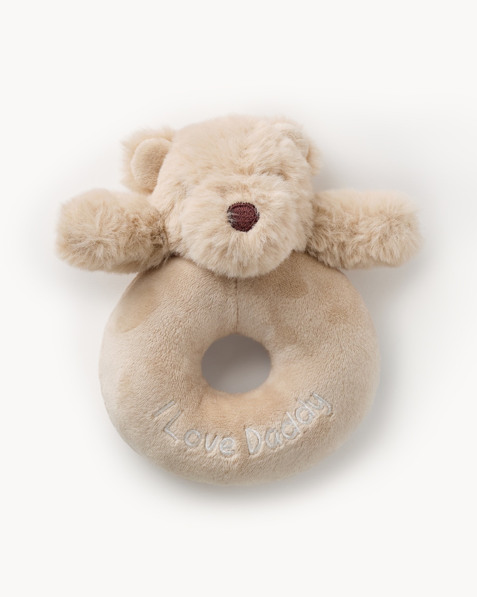 F&F Baby I Love Daddy Rattle in Tan