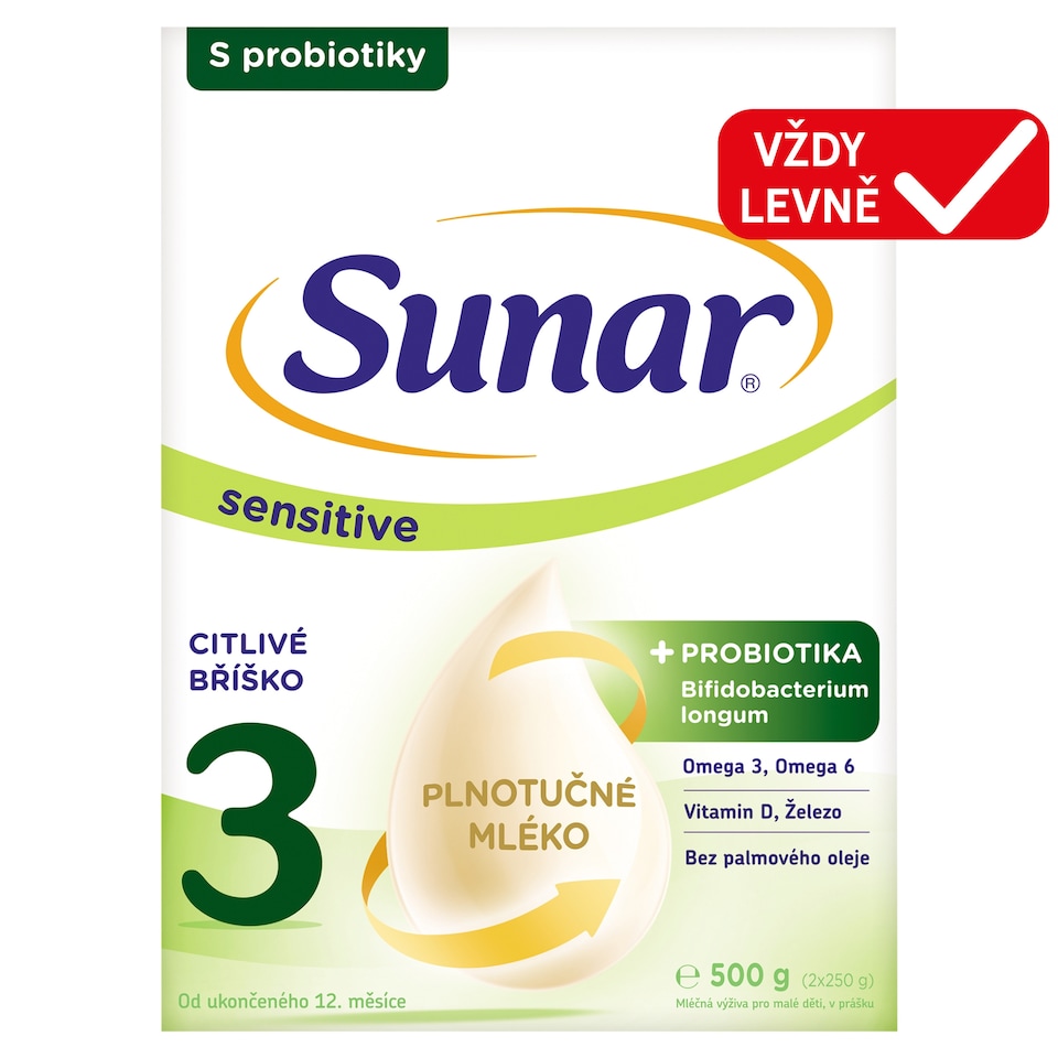 Obrázek 1 pro produkt Sunar Sensitive 3 mléčná výživa pro malé děti v prášku 2 x 250g (500g)