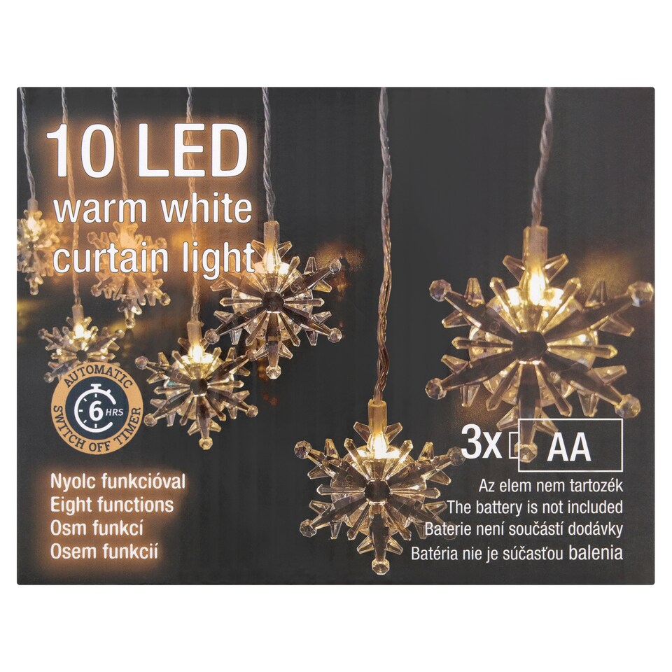 Snow Meister SM2765 10 LED-es meleg fényű elemes fényfüggöny  1. kép