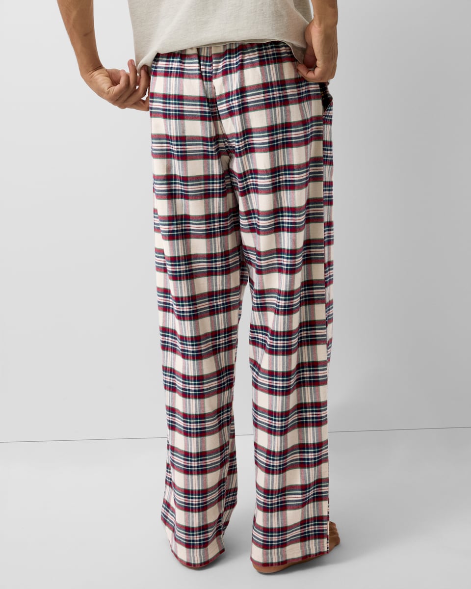 image 1 of F&F Pure Cotton Brushed Checked Pyjama Bottoms in Red