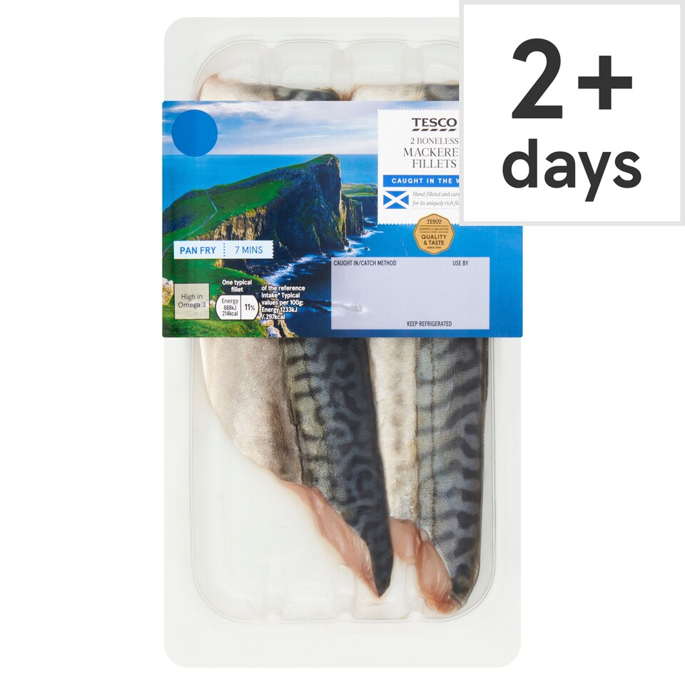 Tesco 2 Boneless Mackerel Fillets 160G Tesco Groceries