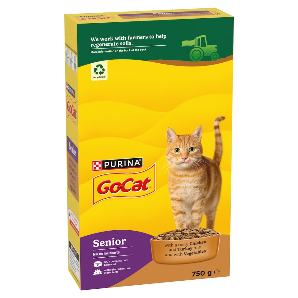 image 1 of GO-CAT Senior Chicken and Turkey Dry Cat Food 750g