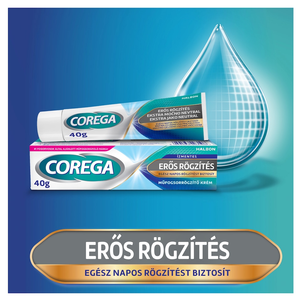 Corega Erős Rögzítés ízmentes műfogsorrögzítő krém 40 g 1. kép
