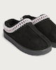 image 3 of F&F Girls Woven Trim Faux Fur Lined Chunky Slippers in Black