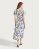 image 3 of F&F Floral Print Shirred Angel Sleeved Midi Dress in Multi Blue