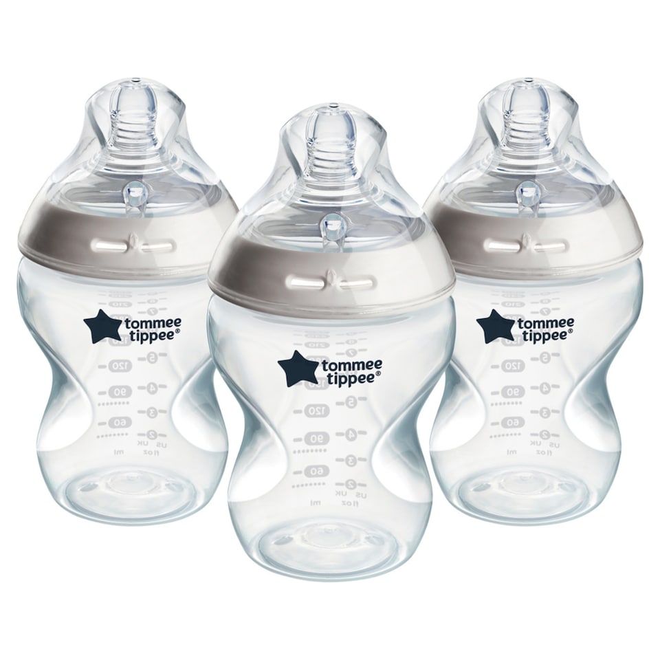 image 1 of Tommee Tippee Baby Bottles, Natural Start Anti-Colic Baby Bottle, Slow Flow, 260ml, 0m+, Pack of 3